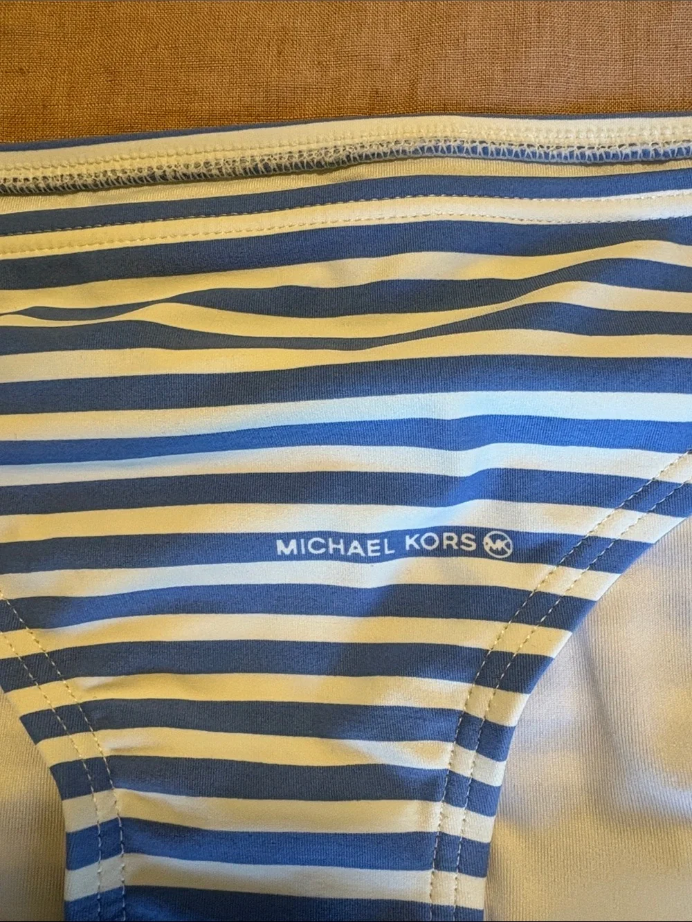 NWT Michael Kors Blue & White Striped Bikini Bottom - Women Medium Crew Blue